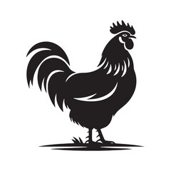 Hen and Cock Silhouette: Roosters Crowing at Dawn, Morning Farm Mist, and Silhouetted Countryside Awakening - Minimallest silhouette of farm
