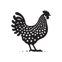 Countryside Silhouette: Hen and Cock Roaming, Sunset Shadows, and Peaceful Farm Landscape in Serene Twilight - Minimallest silhouette of farm
