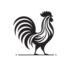 Farm Life Silhouette: Rural Sunset, Twilight Shadows, and Silhouetted Animals Grazing in Peaceful Countryside - Hen and Cock Silhouette
