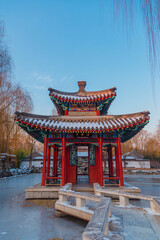 Fototapeta premium The scenery of Grand View Garden after snow in Beijing in winter