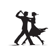 Urban Bliss: Silhouette of Couple Dance Against City Skylines, Merging Modernity with the Timeless Art of Dance - Dancing Couple Silhouette
