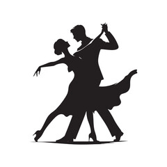 Captivating Tango: Silhouette of Couple Dance, Engaged in a Captivating Tango, Their Movements Telling a Tale of Intensity - Dancing Couple Silhouette
