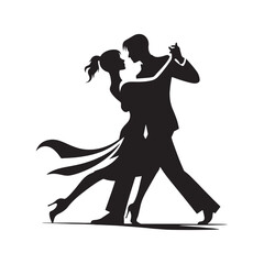 Cosmic Connection: Silhouette of Couple Dance, Their Movements Echoing the Celestial Dance of Stars in the Night Sky - Dancing Couple Silhouette
