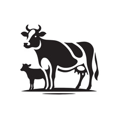 Morning Cow Silhouette Harmony: Sunrise Meadows, Grazing Livestock, and Silhouetted Agricultural Tranquility
