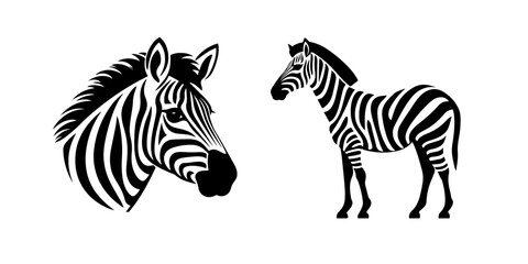 Fototapeta na wymiar Zebra illustration, logo. Vector icon drawing on white background