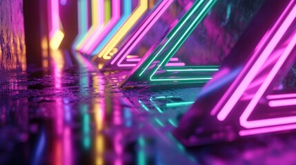 Neon lights shining brightly in a dimly lit room. Perfect for adding a vibrant and energetic atmosphere to any project