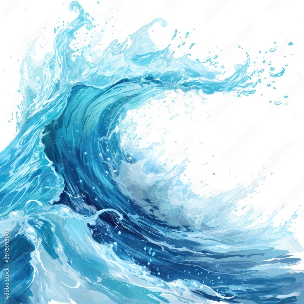 Aufkleber A captivating painting of a powerful wave in the ocean. Perfect for adding a touch of nature and movement to any space