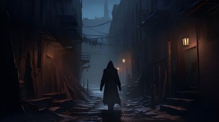Man in a dark alley 