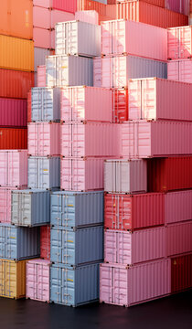 pink containers at the port