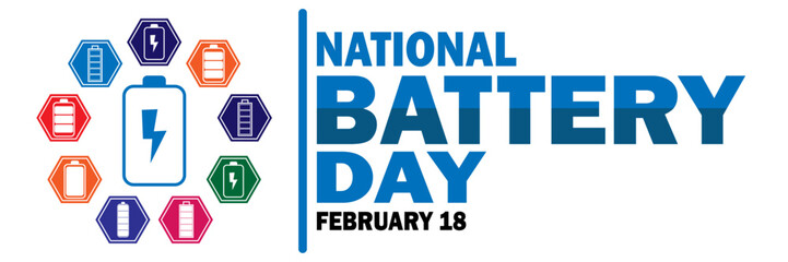 National Battery Day Vector Template Design Illustration. February 18. Suitable for greeting card, poster and banner
