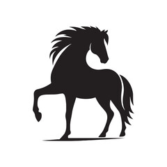 Simplified Majesty of Horse Silhouette: Proud Stallion, Strong Equine Presence in a Bold Black Outline - Nature's Strength in Simplicity





