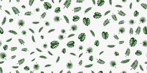 Floral exotic pattern. Vector seamless tropical pattern. Green palm leaves.