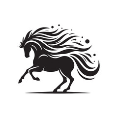 Tranquil Horse Silhouette: Calm Grazing Scene, Gentle Equine Form against a Peaceful Background - Simple Beauty in Nature
