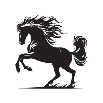 Elegant Horse Silhouette: Graceful Equine Profile, Majestic Contour in Black - A Simple and Timeless Image of Equestrian Beauty
