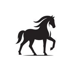 Simple Beauty of Horse Silhouette: Tranquil Grazing Scene, Gentle Equine Form in a Minimalistic Black Outline - Nature's Serenity
