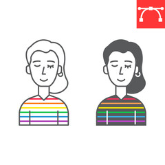 Transgender person line and glyph icon, LGBT and bisexual, transsexual vector icon, vector graphics, editable stroke outline sign, eps 10.