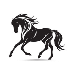 Horse Silhouette: Dynamic Gallop, Striking Equine Energy Captured in Simple Black - A Glimpse into the Power of Nature
