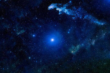 Blue cosmic nebula. Elements of this image furnished by NASA