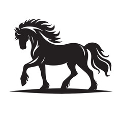 Simple Elegance of Horse Silhouette: Proud Stallion, Tranquil Equine Presence in Black - Nature's Beauty in Minimalist Form