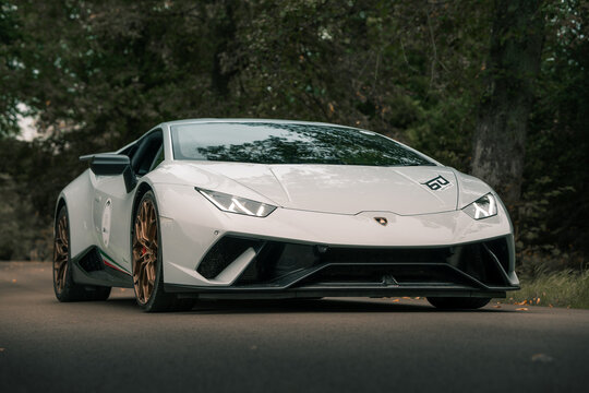White Lamborghini Huracan super car, sports car