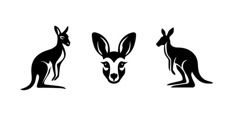 Kangaroo illustration, logo. Vector icon drawing on white background - obrazy, fototapety, plakaty