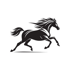 Running Horse Silhouette in Illustration: Majestic Equine Motion for Nature-inspired Designs
