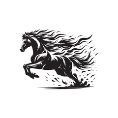 Elegant Equine Form: Running Horse Silhouette Illustration, Ideal for Creative Designs
