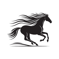 Expressive Running Horse Illustration: Dynamic Equine Beauty in a Stunning Silhouette
