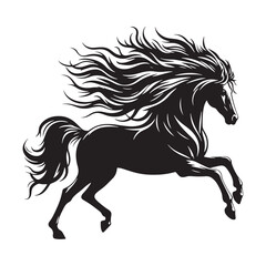 Illustration of a Running Horse Silhouette: Dynamic Equine Beauty in a Captivating Artwork
