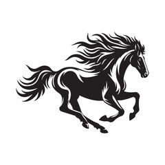 Illustration Featuring a Running Horse Silhouette: Silhouetted Beauty of a Graceful Equine
