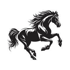 Running Horse Silhouette in Illustration: Expressive Equine Movement Perfect for Nature-themed Art
