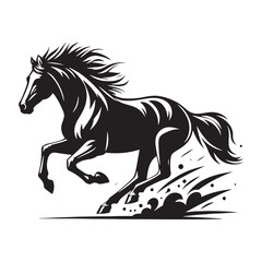 Captivating Running Horse Illustration: Silhouetted Grace and Elegance in Equine Motion
