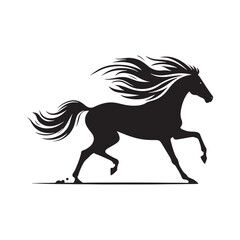 Dynamic Running Horse Illustration: Silhouetted Beauty of a Graceful Equine in Motion
