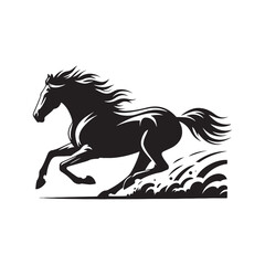 Running Horse Silhouette Illustration: Artistic Equine Motion Perfect for Creative Designs
