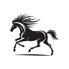 Running Horse Silhouette in Illustration: Majestic Equine Motion for Nature-inspired Art
