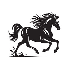 Obraz na płótnie Canvas Running Horse Silhouette Illustration: Expressive Equine Movement in a Captivating Artwork 