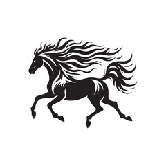 Majestic Running Horse Illustration: Silhouetted Beauty, Capturing the Spirit of Wild Equine Freedom
