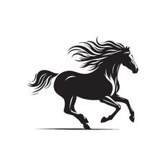 Obraz na płótnie Canvas Running Horse Silhouette: Dynamic Equine Motion, Illustration of a Graceful Stallion Galloping in the Wild - Majestic Running Horse Illustration 