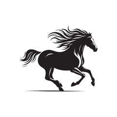 Running Horse Silhouette: Dynamic Equine Motion, Illustration of a Graceful Stallion Galloping in the Wild - Majestic Running Horse Illustration
