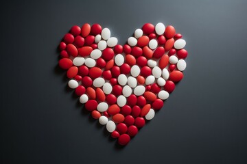 Coated Heart tablet and pills. Hospital health. Generate Ai