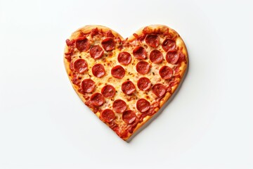 Unique Heart shaped pizza. Romantic baked. Generate Ai