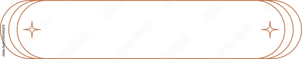 Poster aesthetic frame shape. outline minimal graphic element with stars. abstract boho frame with sparkles