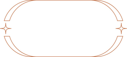 Aesthetic frame shape. Outline minimal graphic element with stars. Abstract boho frame with sparkles. Trendy geometric template for poster and story.