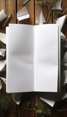 blank white paper on wood background