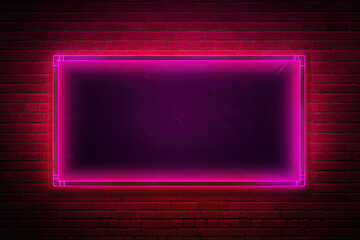 Neon frame on a brick wall background. Vector Illustration.