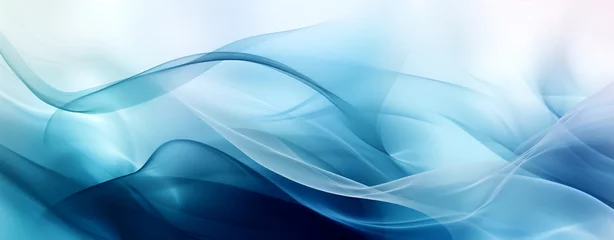 Poster Abstract Blue Wave Background With Semitones. Transparent Wavy Lines for Your Design. © PETR BABKIN