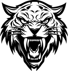 Fototapeta premium Tiger | Black and White Vector illustration