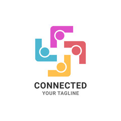 Connected people logo design. Abstract people logo concept for community, group, family, organization, etc