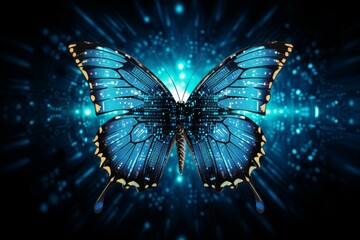 Digital Information technology butterfly. Internet economy. Generate Ai