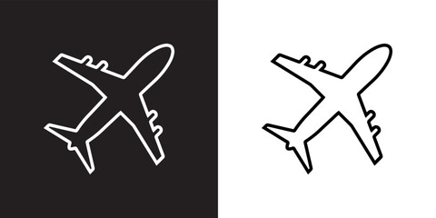 Airplane icon vector. Airplane sign symbol in trendy flat style. Airplane vector icon illustration isolated on black and white background